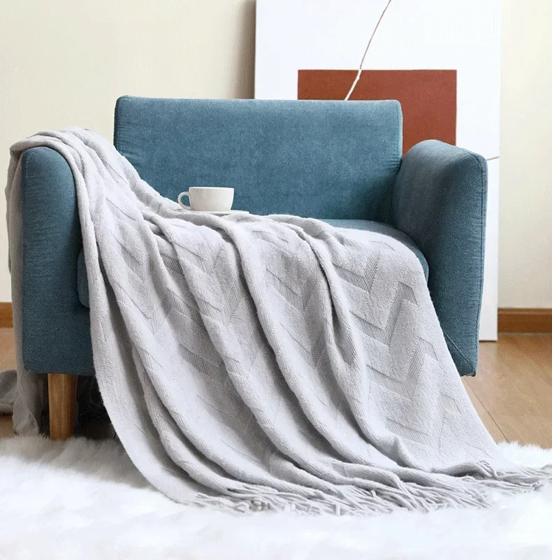 Throw Blanket for Couch Cream White Versatile Knit Woven Chenille Blanket for Chair Super Soft Warm Decorative Blanket