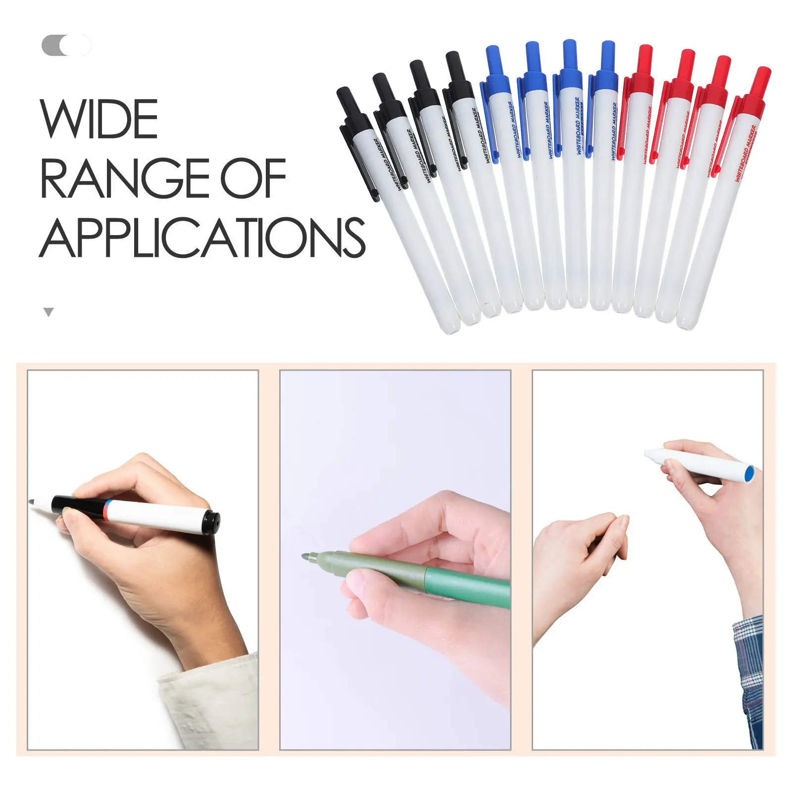 

12Pcs Erasable Whiteboard Marker Pens Dry Erase Markers for School Office Home Use Glass Plastic Ceramic Blackboards Bulk Set