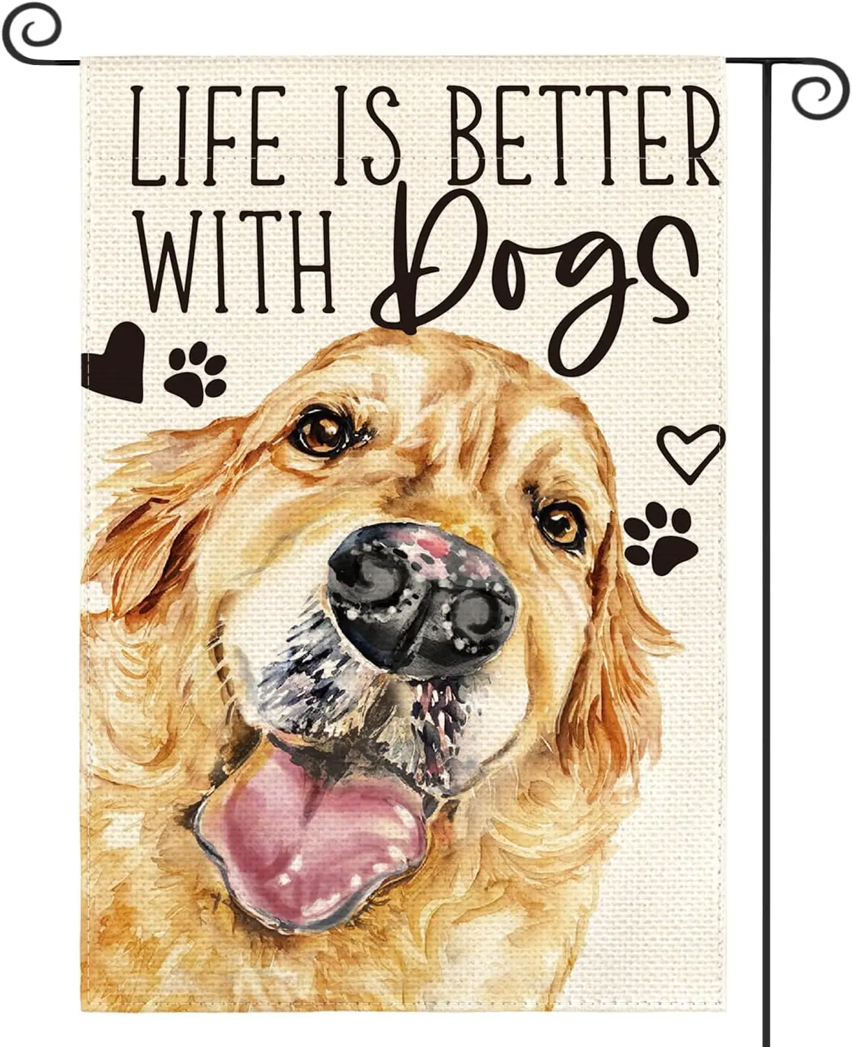 

colorlife Life is Better With Dogs Golden Retriever Garden Flag 12 x 18 Inch Double Sided Outside, Pet Farmhouse Yard Outdoor D