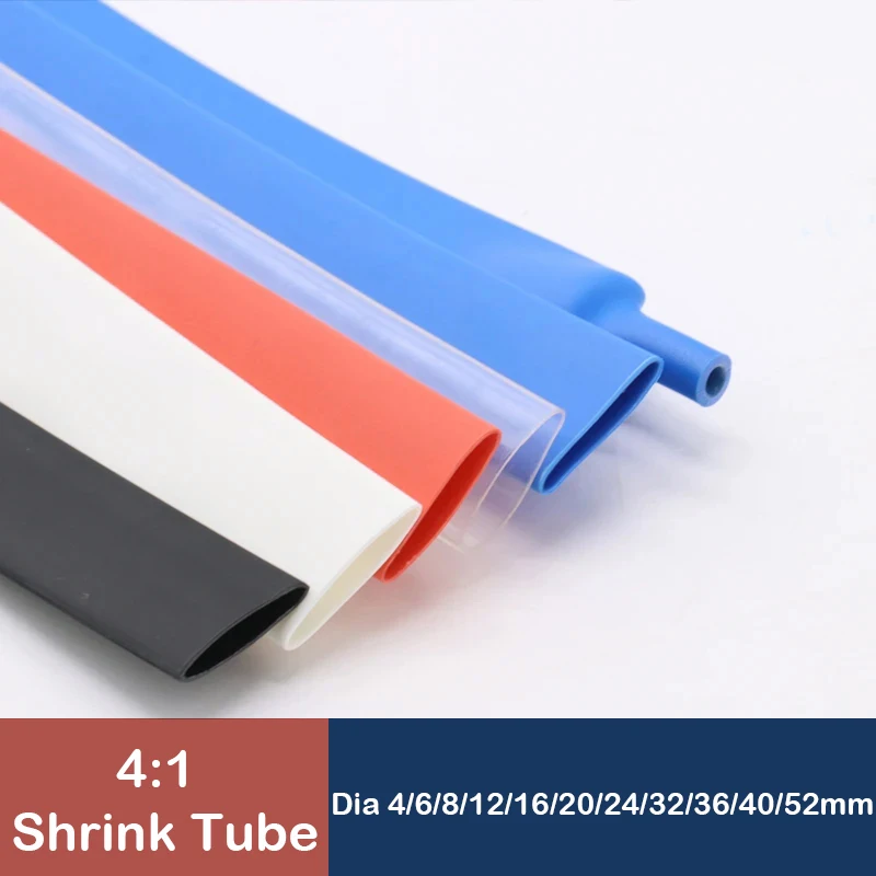 

1M 4:1 Heat shrink tube with glue inner diameter 4~52mm Double layer sleeve to protect the wire cable wrap