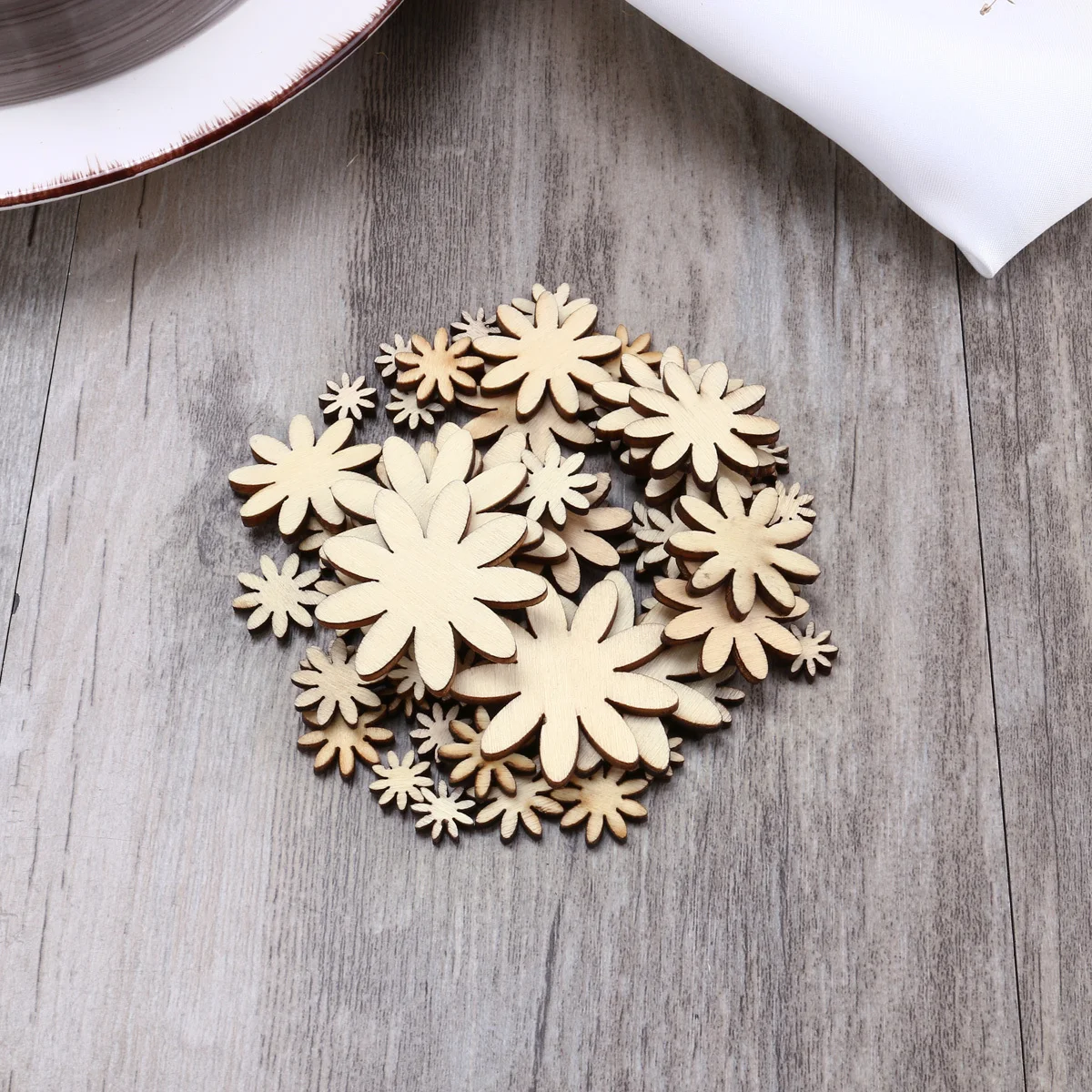 

50Pcs Wooden Plum Buttons Eco Friendly Vintage Wedding Decoration DIY Scrapbooking Embellishments Wooden Plum Embellishments