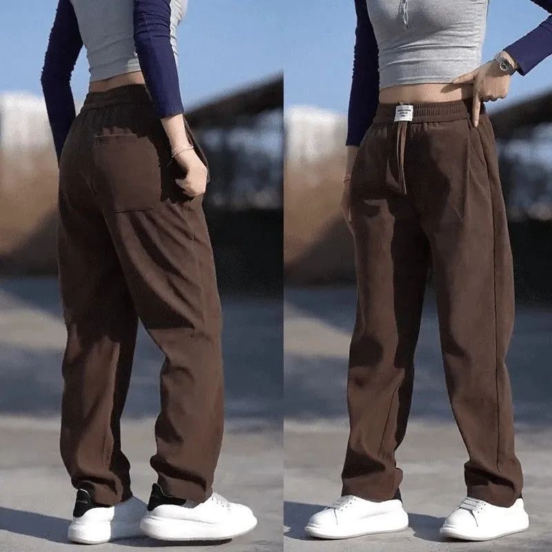 

Модные свободные прямые повседневные брюки для мужчин с эластичным поясом, длинные брюки для осени и зимы, новинка, стильные, спортивные, трендовые