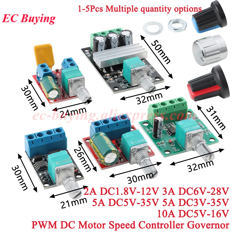PWM DC Motor Speed Controller Governor Voltage Regulator Switch Board LED Dimmer DC 6V-28V 3A 3V 5V 12V 35V 10A 5A 2A Adjustable