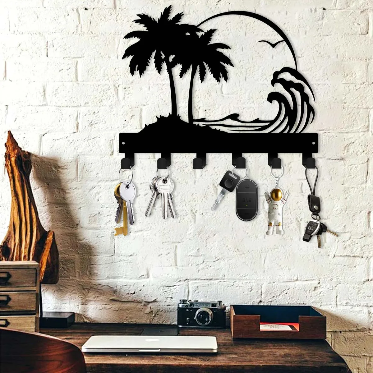 CIFBUY Metal Wall Art Beach Key Holder Hook Iron Decor Sign Hat Hanging Plaque Indoor Outdoor Home Office Porch Gift