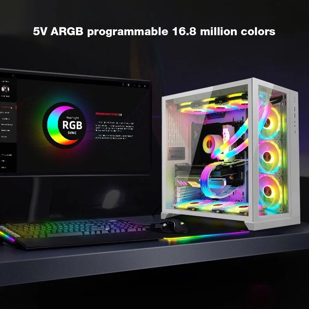 2 PCS Selang Silikon Bercahaya 5V 3PIN ARGB Pendingin Air Radiator Tabung Aura Sync Soft Tube ARGB Vest untuk Casing Komputer