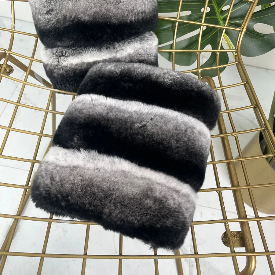 분리형 친칠라 모피 슬리브 손목 수갑 천연 렉스 토끼 모피 수갑 실제 친칠라 모피 베스트 셀러