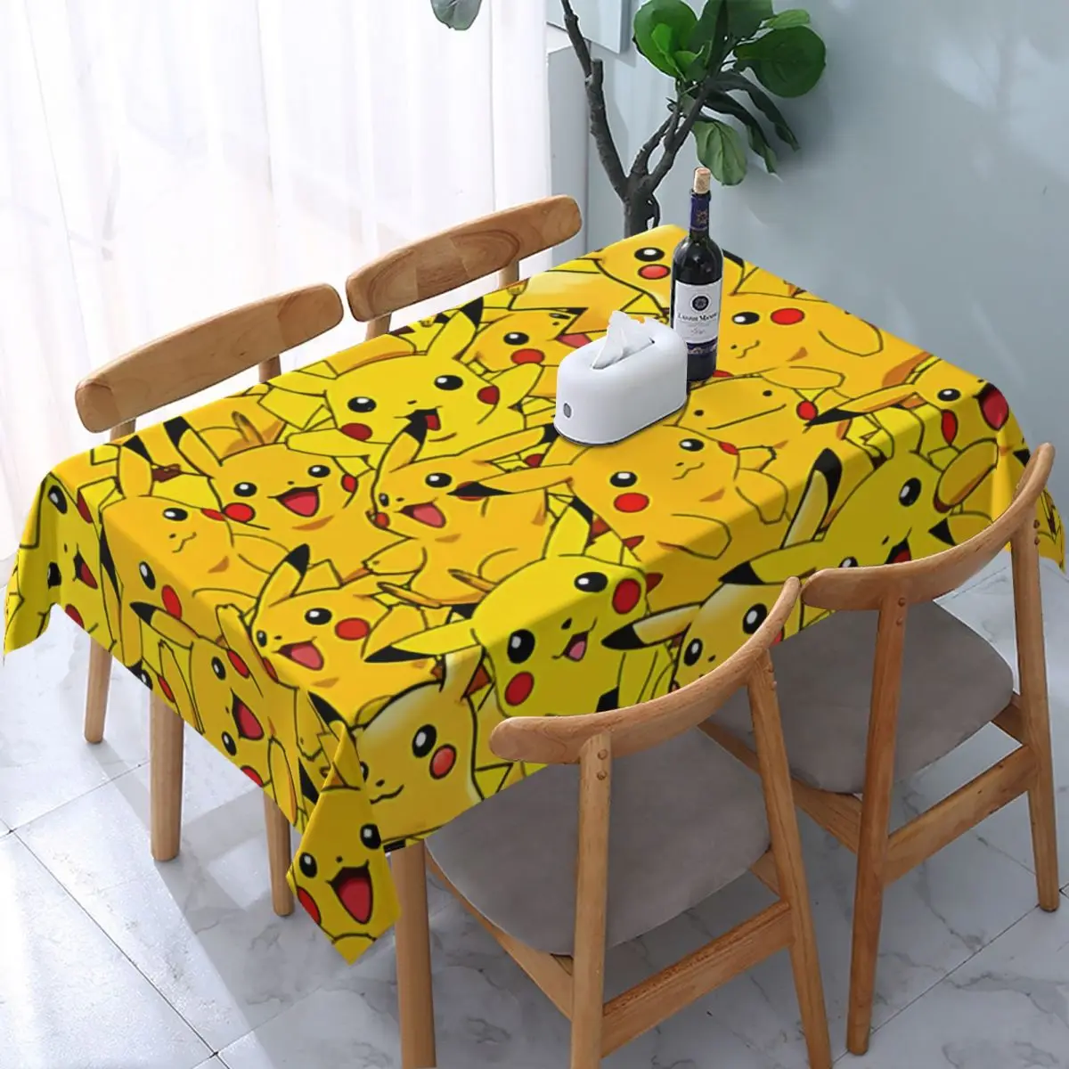 Custom Rectangular Pikachus Anime Cartoon Video Games Tablecloth Fit 40