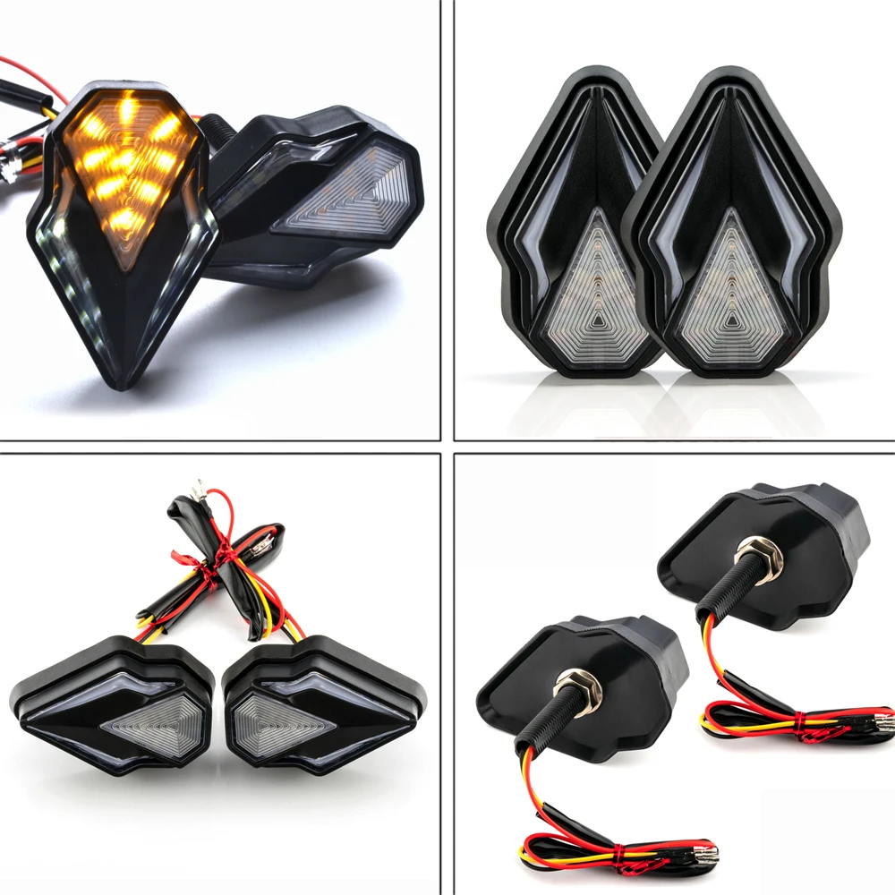 OKEEN 2pcs LED Motorcycle Turn Signal Lights Universal Flush Mount Blinker Flashing Light Motorbike Daylight Indicators Lamp 12V