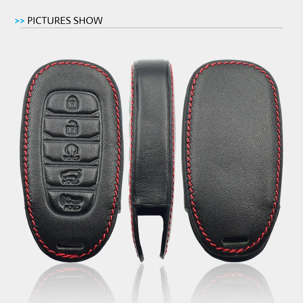 ATOBABI Leather Car Key Case Keychain For Hyundai Verna SantaFe 2018 2019 2020 i30 Palisade Kona Azera Accent Smart Remote Cover