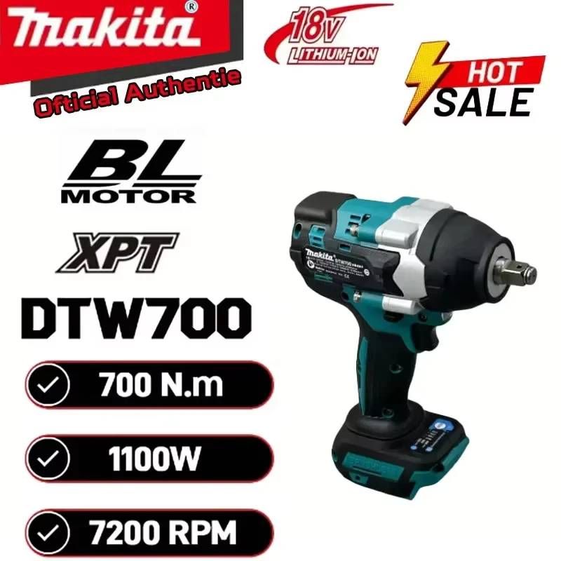 

Makita Electric Wrench DTW700 Brushless Multi functional Rechargeable 18V Lithium Battery Auto Repair High Torque Impact Wrench