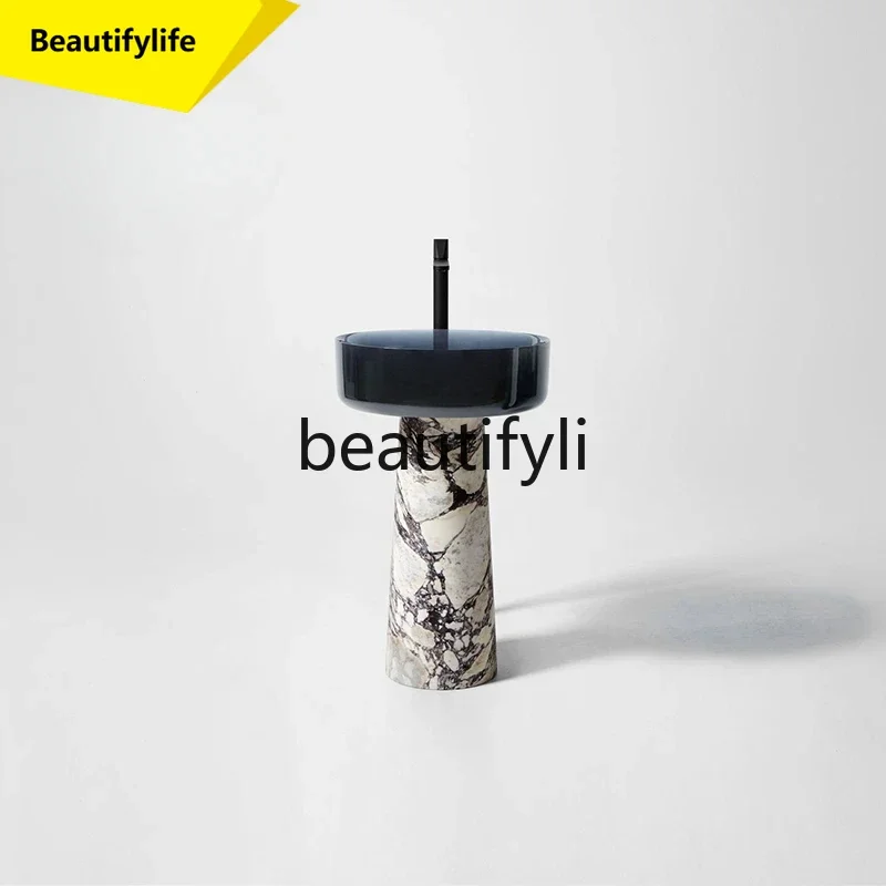 

cn0420 Floor-to-ceiling marble column transparent resin wash basin B & B hand wash bathroom column basin