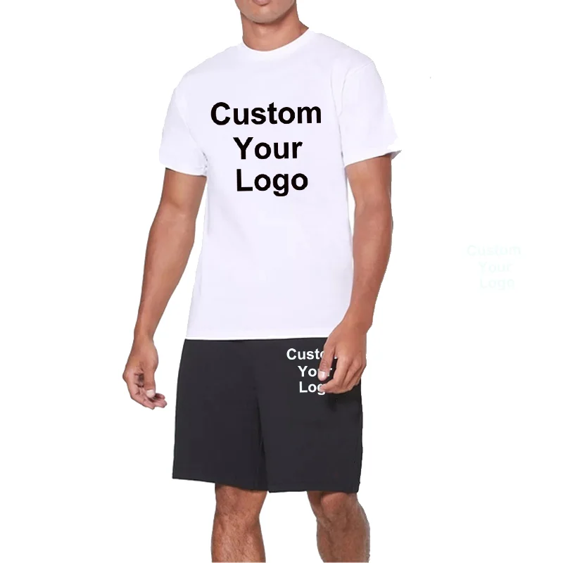 Men Fashion Custom Your Logo Soft Comfortable Breathable Summer Suit High Quality T Shirts + Shorts Suit Sports Jogging Set