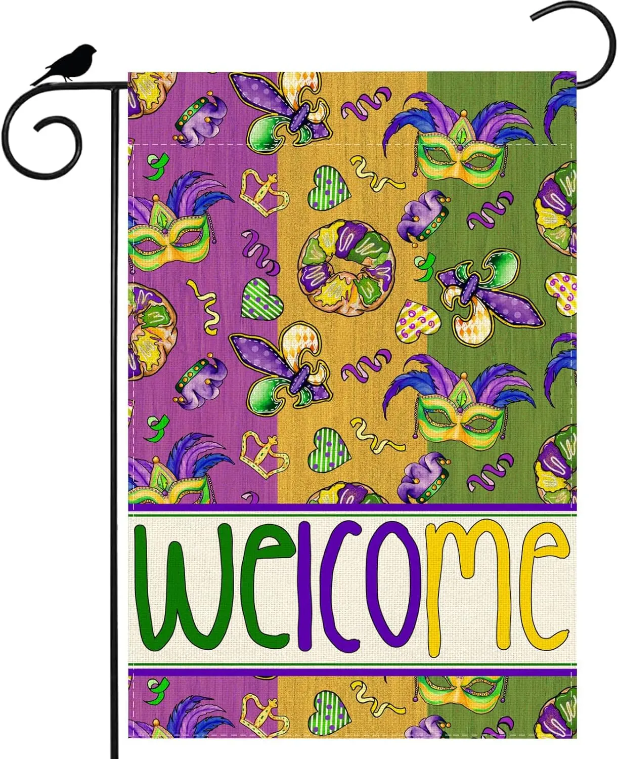 Colorful Masks Doughnuts Iris Fleur De Lis Mardi Gras Garden Flag 12x18 Inch Double Carnival Sided Small Mini Yard Flag Outd ZZM