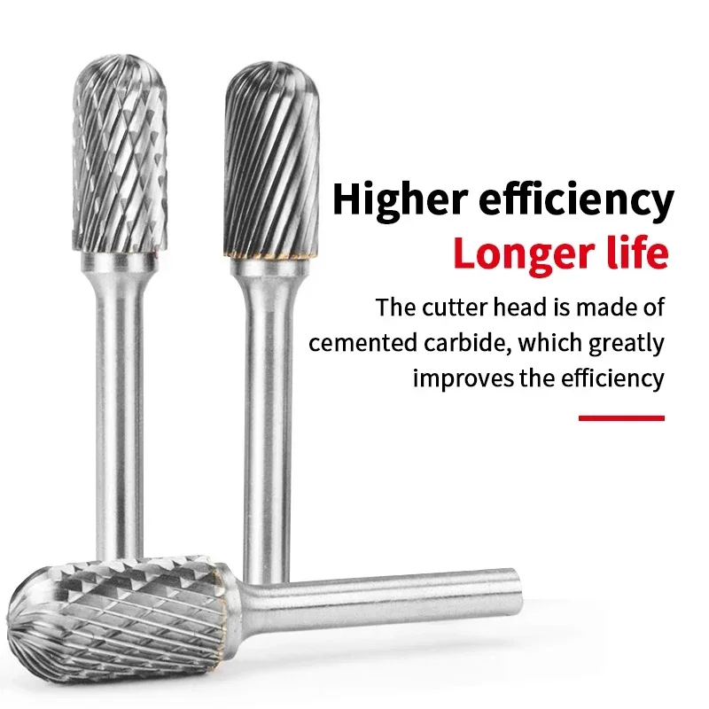 Chowmaster Carbide Rotary Burr 6mm Shank 6-16mm C CX Type Single Double Slot Tungsten Steel Rotary File Metal Grinding Deburring