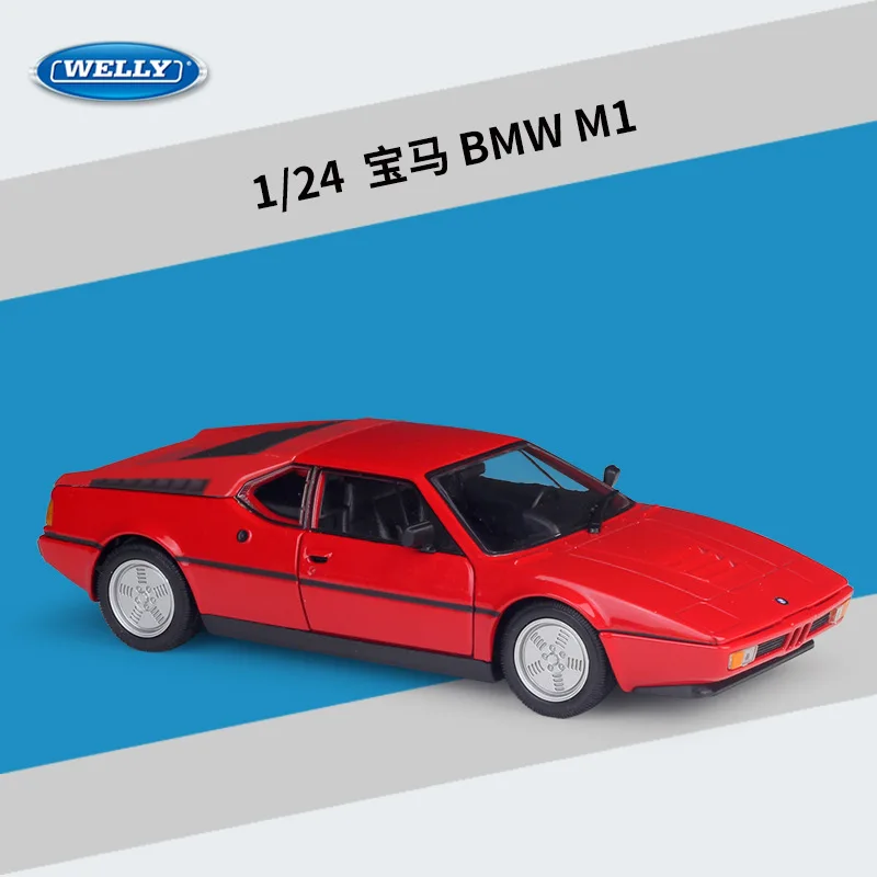 WELLY 1:24 BMW M1 Mid-Engine Supercar - First M Car Legend, modelo fundido em liga oficial com peças de abertura