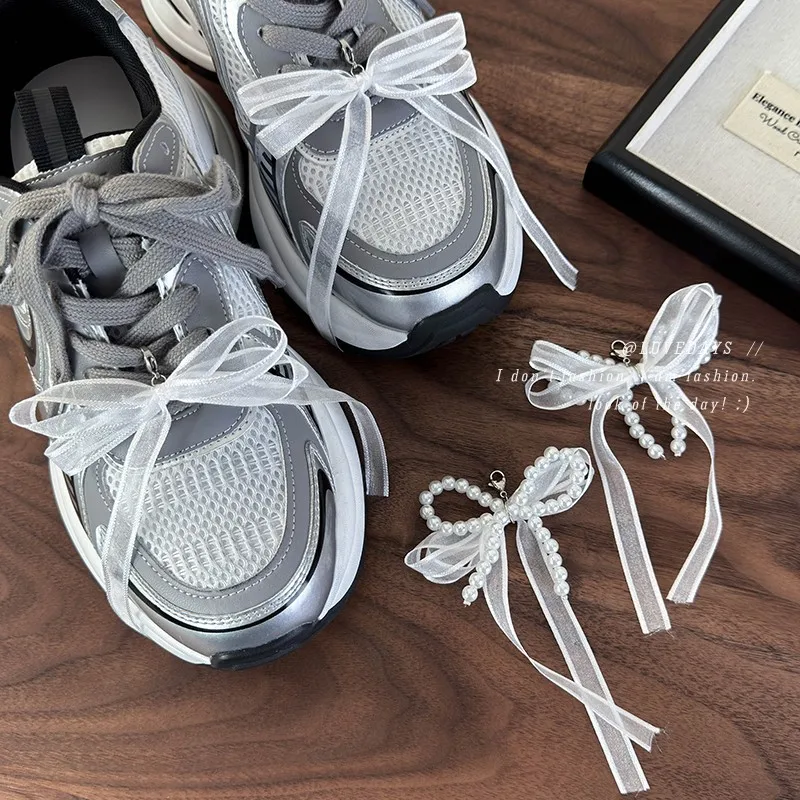 

Декоративный аксессуар для обуви: бусины, сетка, кружево, бантик, клипса для кроссовок, милый и универсальный, для повседневного ношения, для женщин