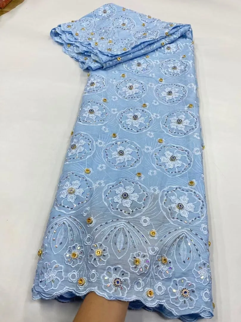 

2025 Высокое качество, африканское нигерийское роскошное кружево из чистого тюля, дамасская кружевная ткань, вечернее платье с вышивкой и блестками, мягкий хлопок, 5 ярдов