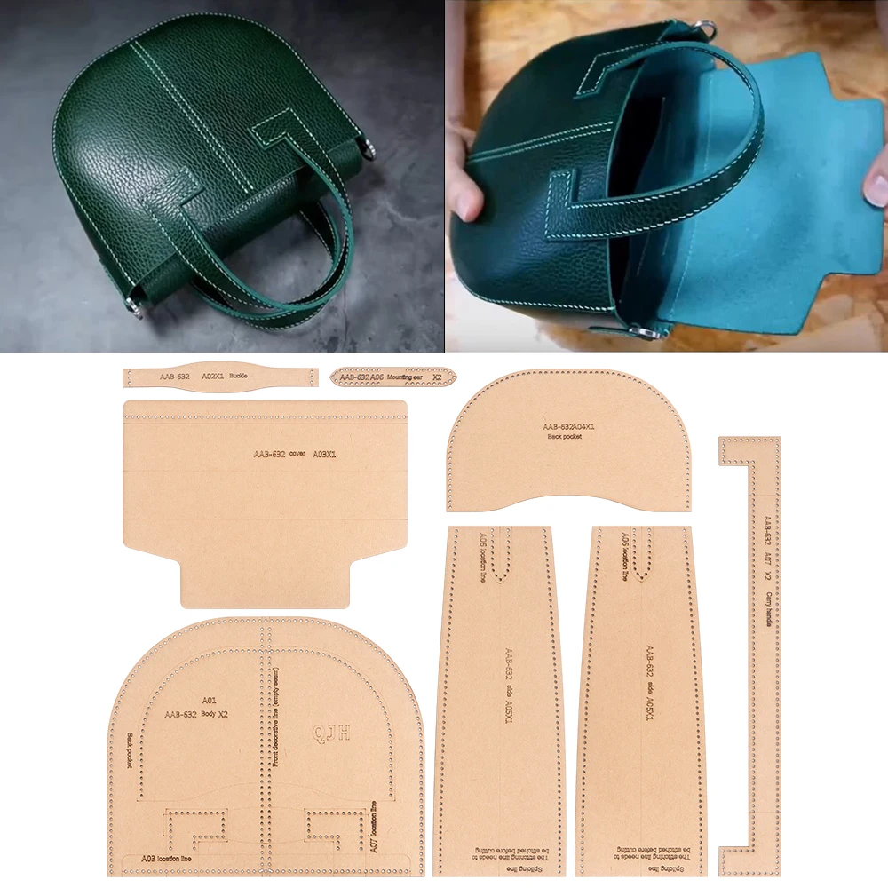 DIY Semi-Circular Hand bag Making Patterns, Kraft Paper Template of DIY Leather Handmade Crafts Paper Stencils