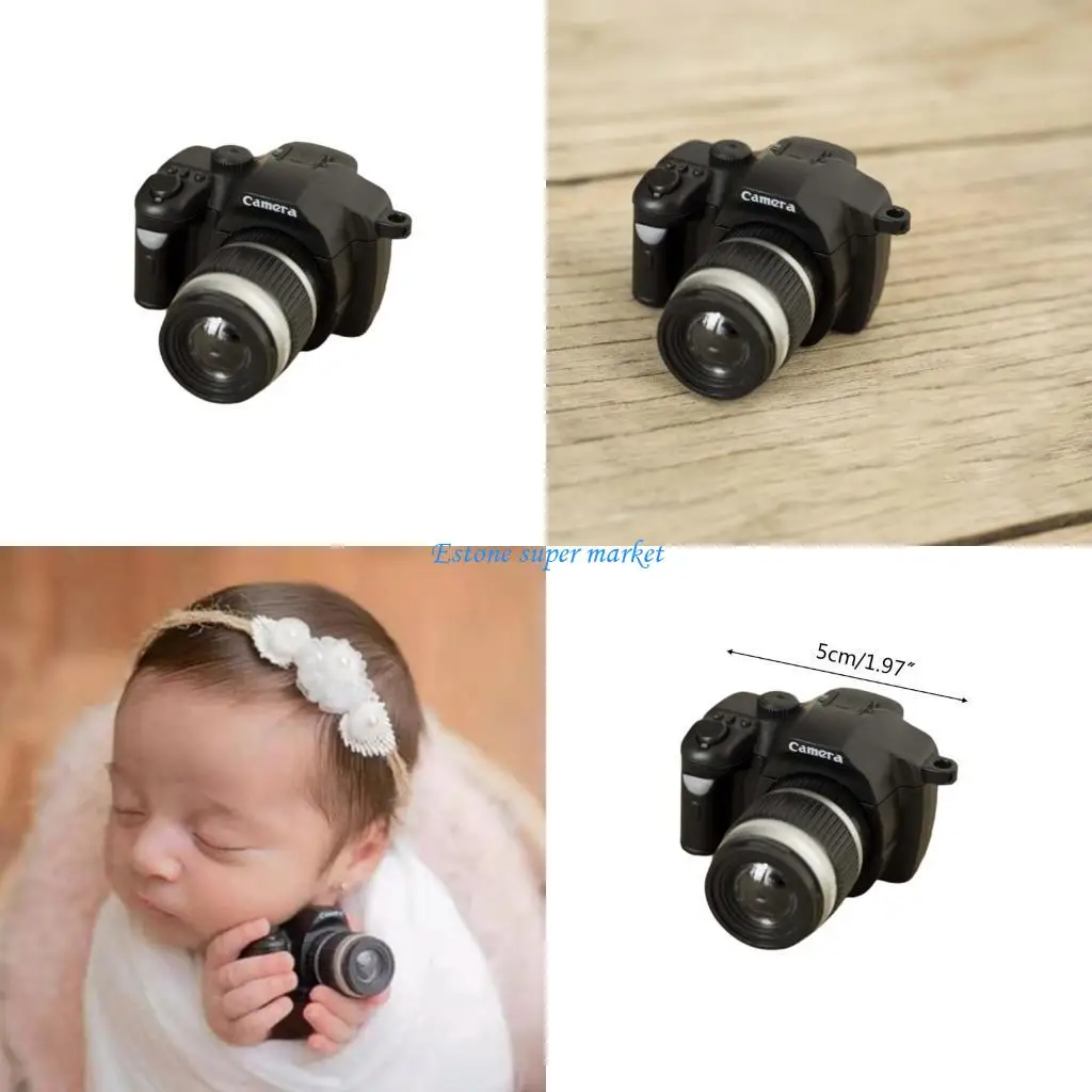 

090B Newborn Photography Props Retro Miniature Camera Toy 1/12 Dollhouse Mini Camera