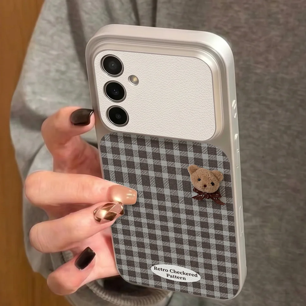 Cute Bear Phone Case For Samsung S26 Ultra S25 S24 S23 FE Plus A57 A56 A16 A37 A27 A07 A17 A55 A54 A36 A26 Lichee Pattern Cover view 5