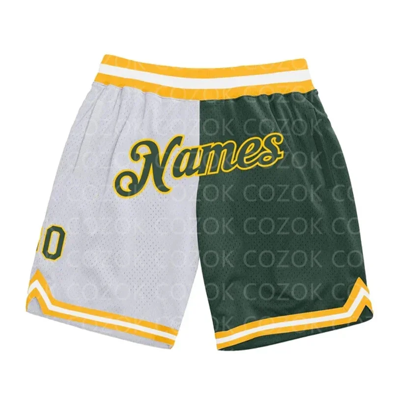 

Custom White splice Authentic Basketball Shorts 3D Printed Men Shorts Your Name Mumber Quick Drying Beach Shorts