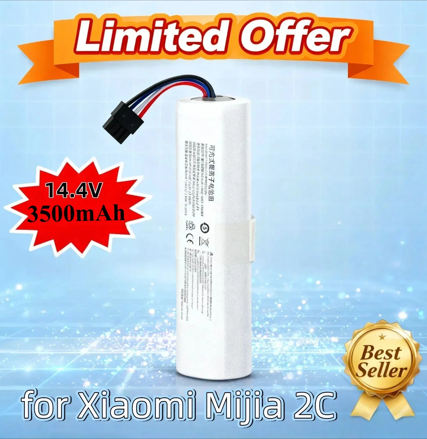 Original Battery P2025-4S1P-MMBK for Xiaomi Mijia 2C Vacuum Mop Robot XMSTJQR2C Finder RLS3 LDS Laser Navigation Cleaner
