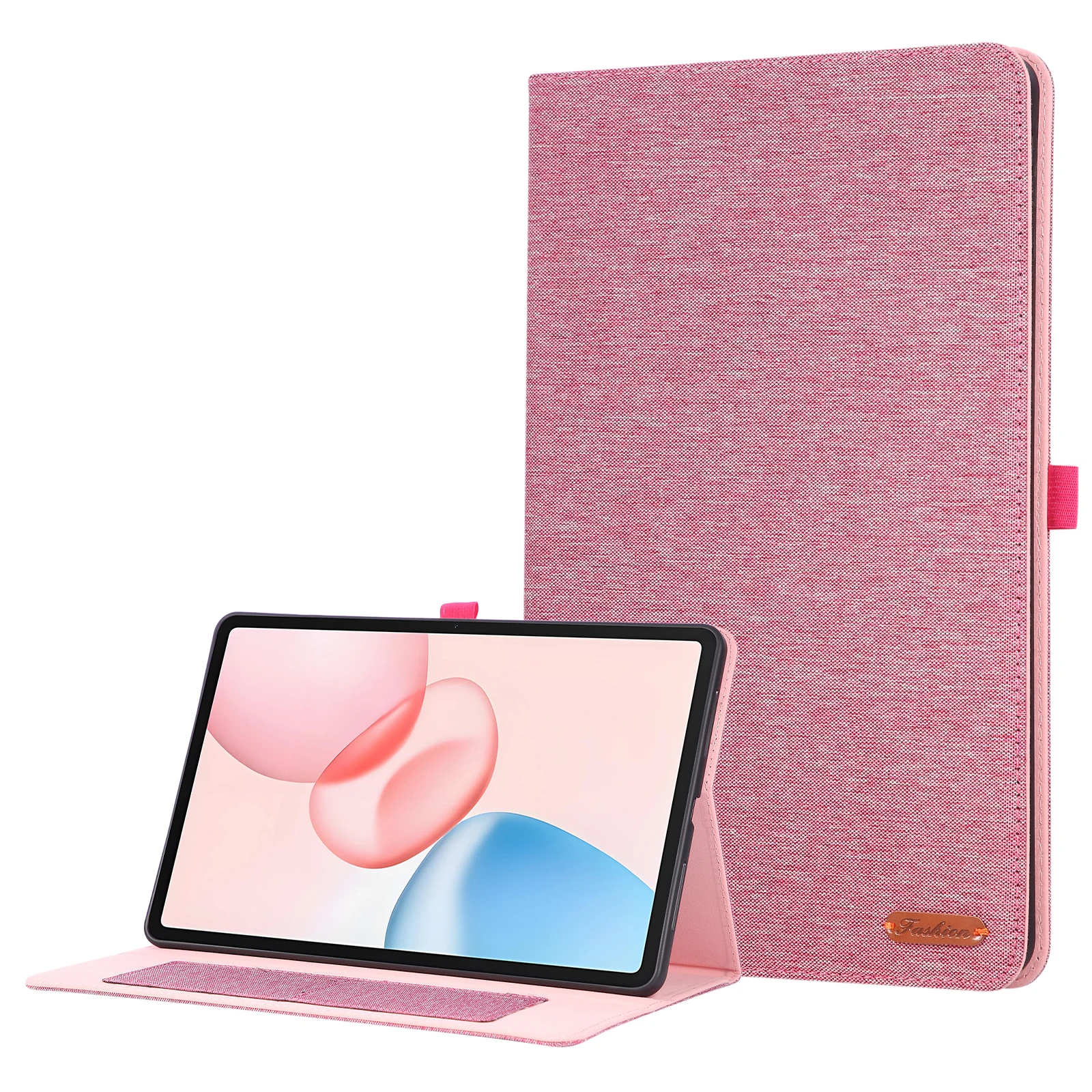 For Honor Pad 10 Case with Stand Card Holder Cloth Texture Leather Tablet Cover - Pink