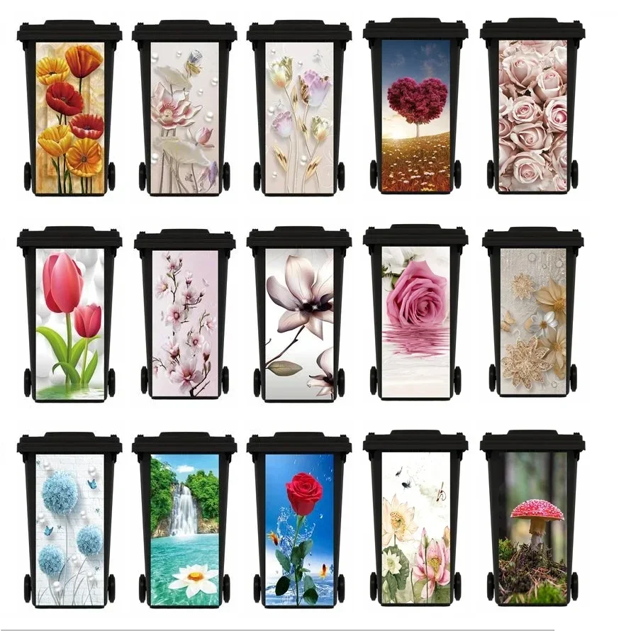 

Beautiful Flowers for trash can stickers for kitchen decor Wallpaper for trash can decals for home decor