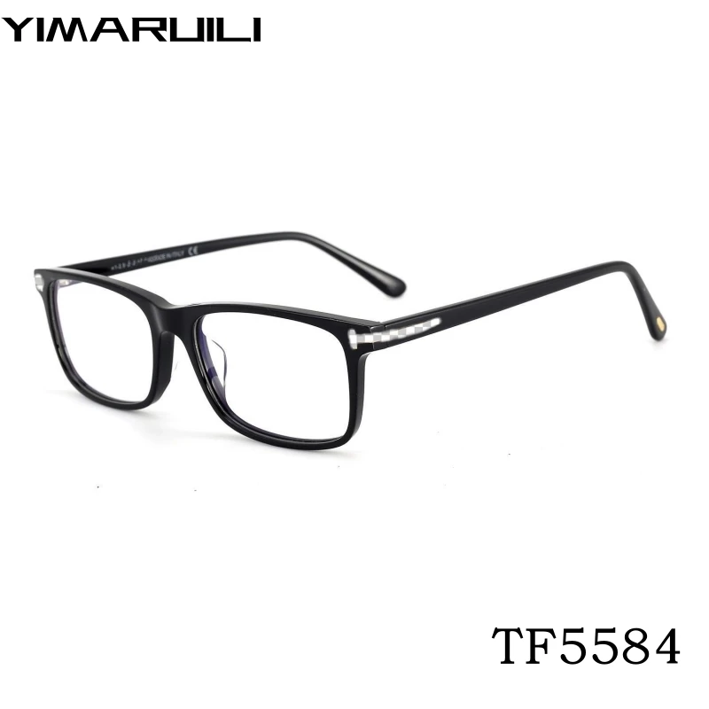 YIMARUILI TOM Fashion Luxury Acetate Eyeglasses Frames For Men and Women New Retro Square Optical Prescription Glasses TF5584