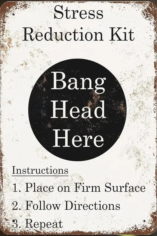 Feehiget Vintage Metal Tin Sign 8X12, Bang Head Here Wall Art Decor, Stress Reduction Something Different Wholesale Bang Head Po