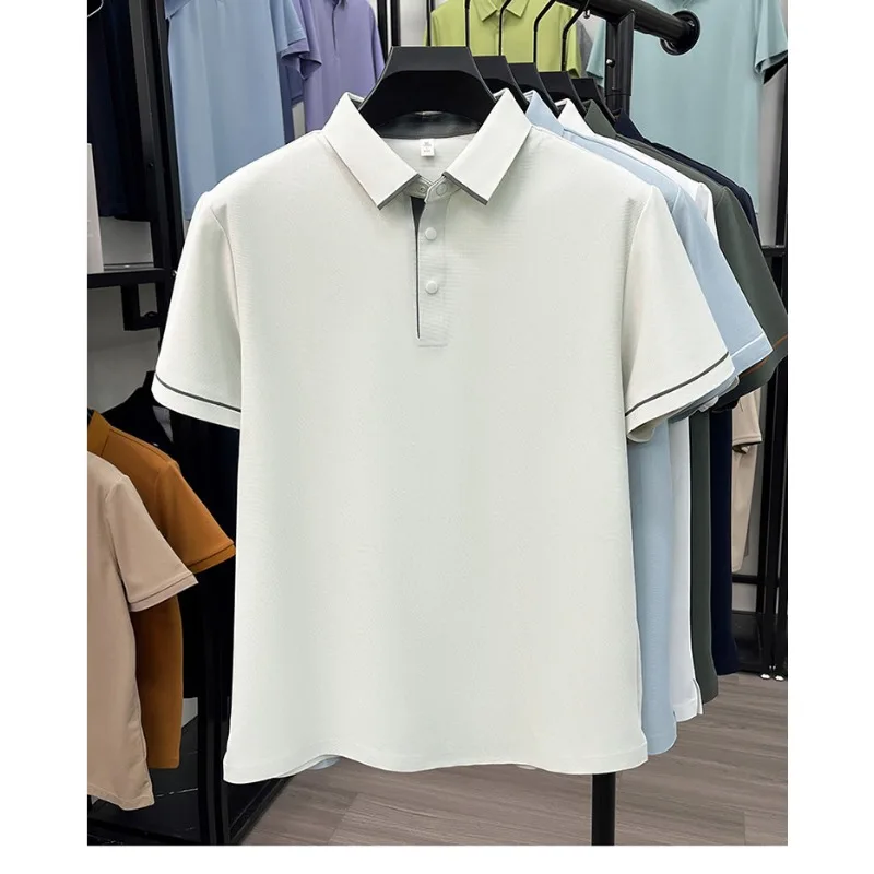 Trendy T Shirts For Men Polo Shirt Short Sleeve Seamless Breathable Comfort Fit Solid Color Casual