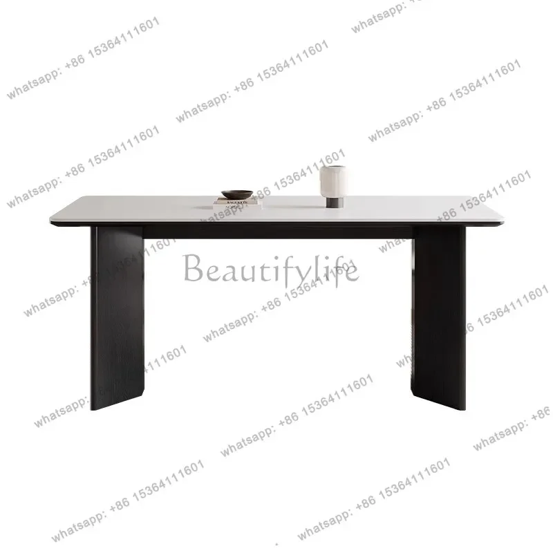 

LJYSolid wood rock slab dining table rectangular household small apartment modern simple light luxury