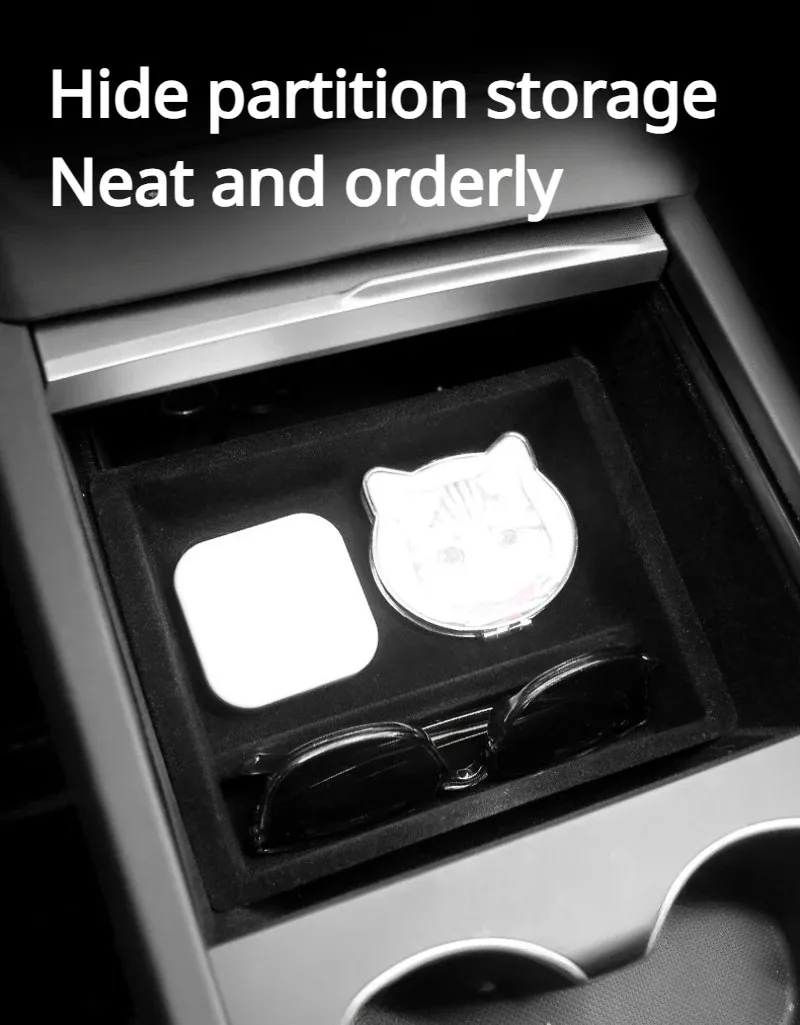 Zentrale Aufbewahrungsbox für Tesla Model 3/Y/3+ Modely Juniper Mittelkonsole Organizer Ablage Armlehnenfach Zubehör – Detail 15