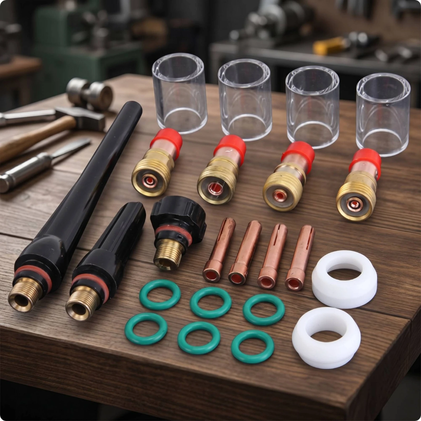 23 Pieces TIG Torch Accessory Kit Unobstructed TIG Torch Parts with Glass Cups Glass Cup Kit High Quality Hardware Easy to Use