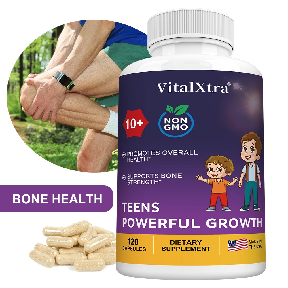 كبسولات مكملات النمو القوية للمراهقين، تحتوي على فيتامين د3 + ك2، كالسيوم، لتقوية العظام وتعزيز المناعة #1