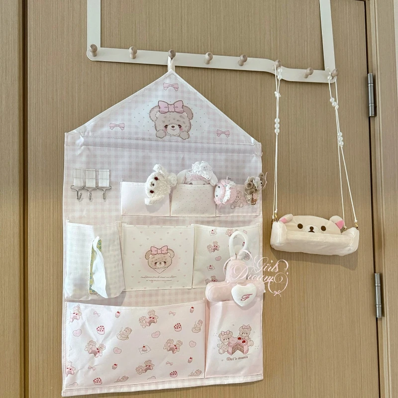

House-Shaped Wall Organizer - Cute Hanging Storage Pouch for Dorm Room, Entryway Holder with Tissue Pocket, Kawaii Home Decor