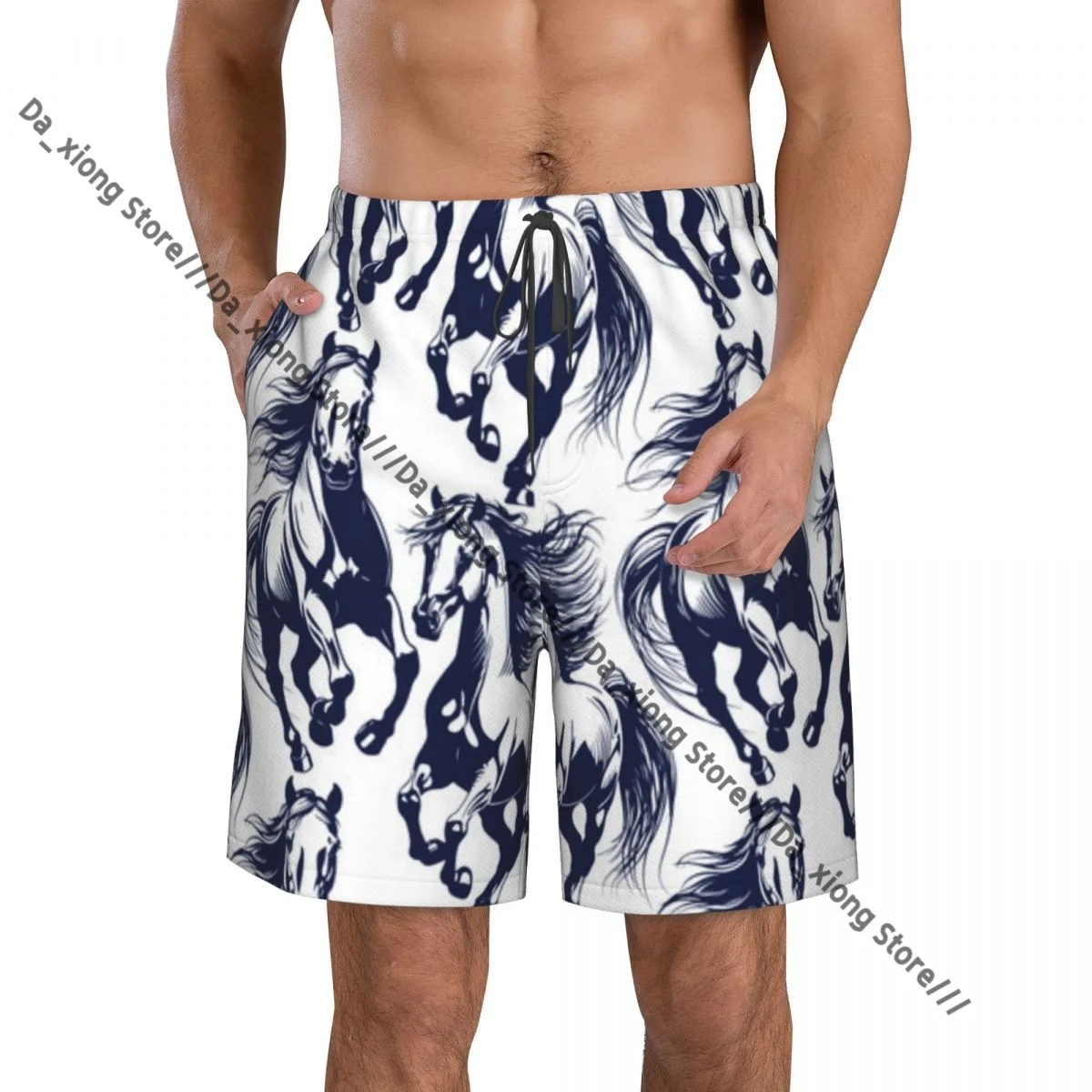 

Mens Swimming Shorts Swimwear Galloping Horse With Developing Mane And Tail Trunks Swimsuit Beach Wear Boardshorts