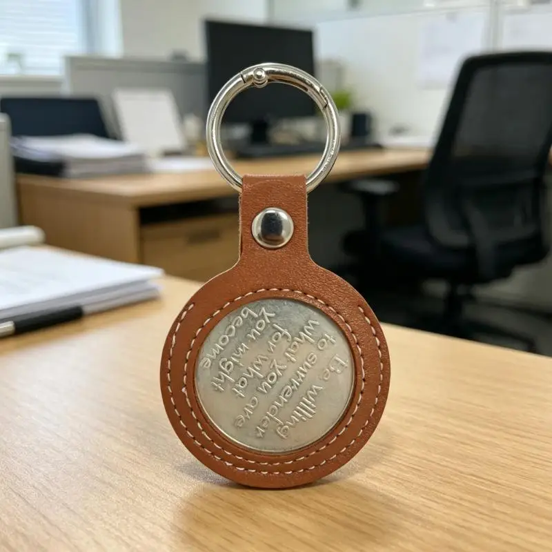 With Transparent Display Window Badge Pendant PU Leather Coin Holder Keychain 34-38mm Anti-lost Coin Storage Bag