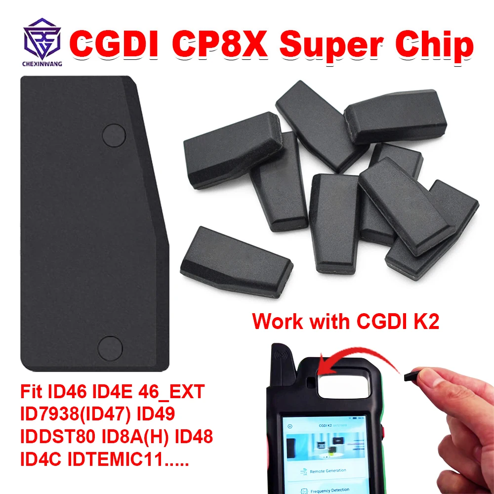 

Новый суперчип CGDI CP8X, работающий с CGDI K2, инструмент для программатора умных ключей, подходит для lD46/ID4E 46_EXT/lD7938(ID47)/lDDST8/lD4E/lD49/lD4