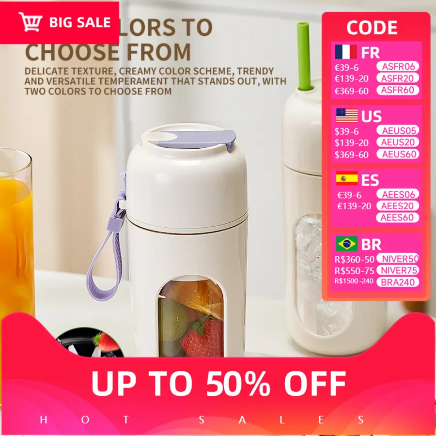 

Portable crushed ice electric juice cup, suitable for smoothies, shaved ice and juice, with a straw, 12-blade steel knife cup, U