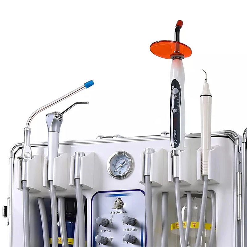 Dental Delivery Unit Air Compressor Suction System 6Hole with Light Curing Ultrasonic Scaler Portable Dental Portable Equipment