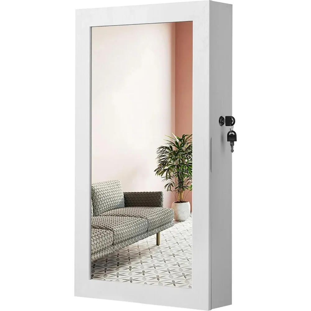 

Запираемый шкаф для ювелирных изделий с зеркалом, настенный органайзер для хранения ювелирных изделий, экономия места, зеркальные шкафы