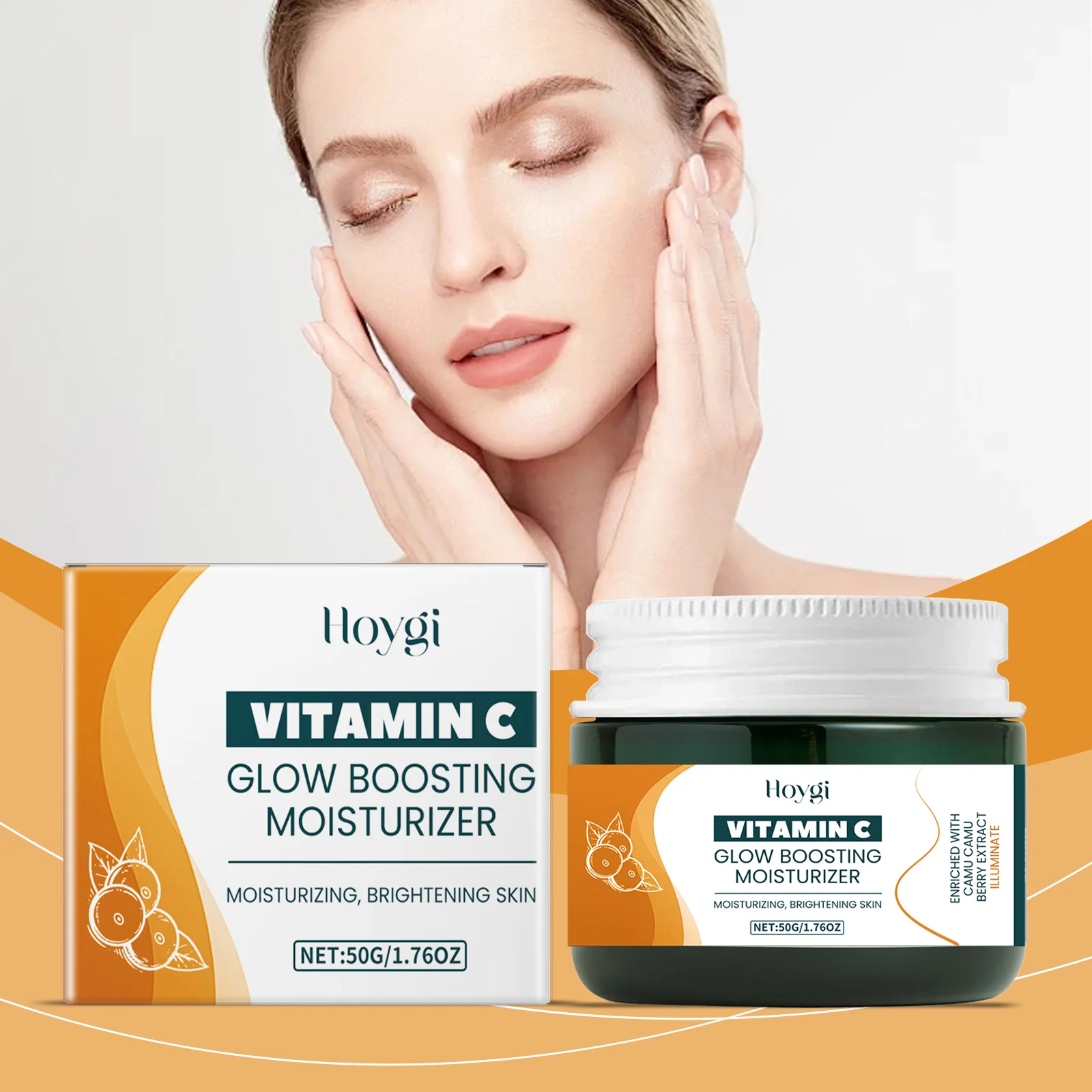 Crema idratante Glow Boosting alla vitamina C - Crema viso schiarente con Camu Camu Berry |   Crema idratante quotidiana idratante e illuminante