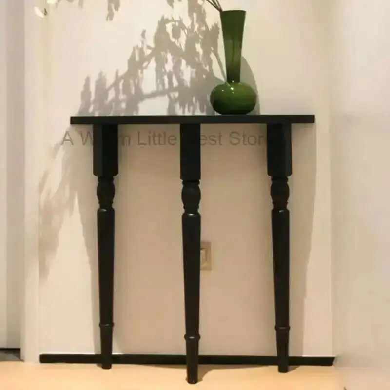 

Narrow Solid Wood Console Table Nordic Wall Corridor Console Tables Light Luxury Home Living Room Semi-circle Entryways Table
