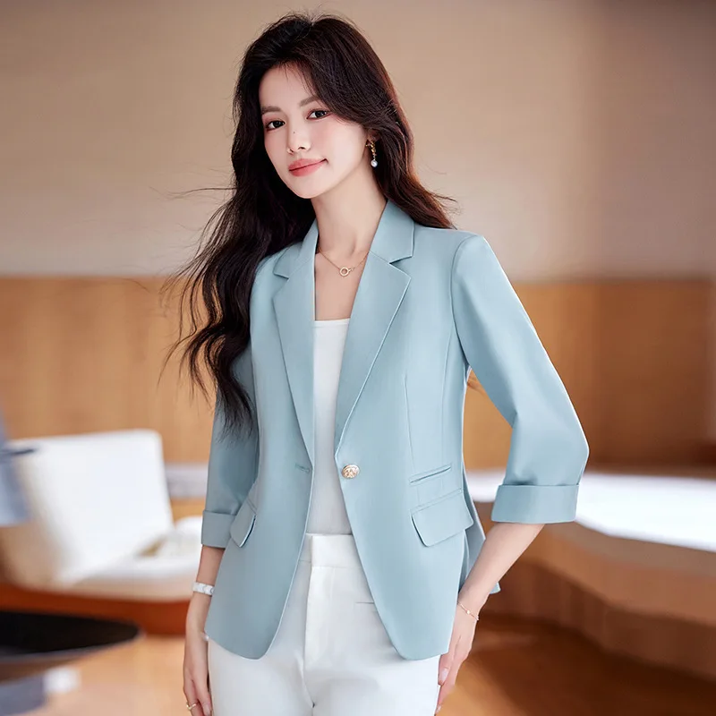 Formal Uniform Styles Blazers Feminios Women Spring Summer Office Professional Work Wear Ladies Career Interview Outwear Tops