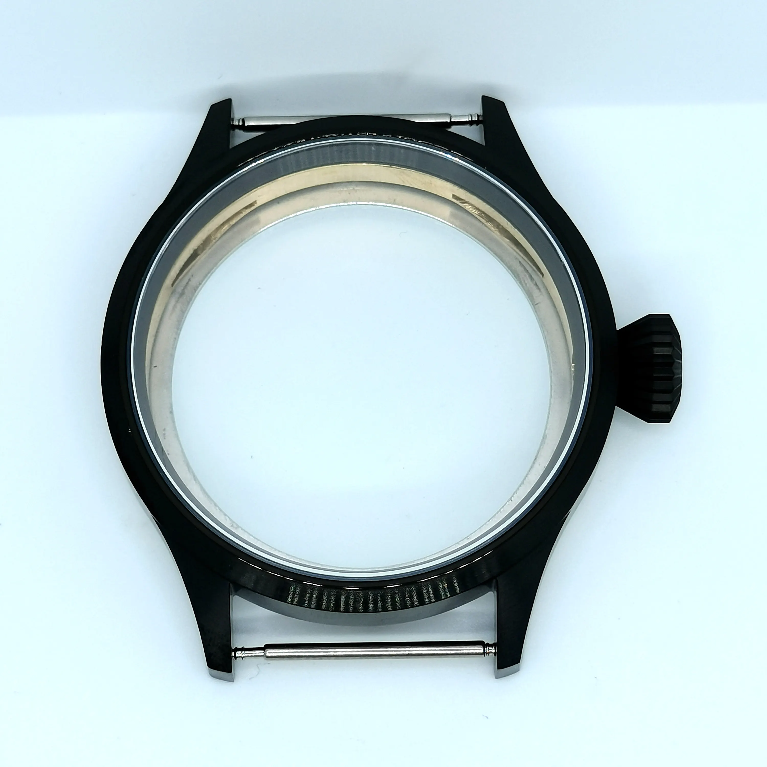 

44mm Sapphire Glass Black Case Fit ETA6497 6498 ST3600 3620 Manual Winding Movement