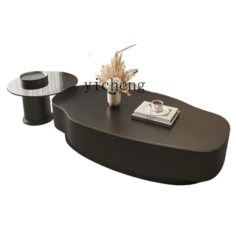 ZF Minimalist Stone Plate Mango Coffee Table Living Room Home Modern Simple and Light Luxury High-Grade Special-Shaped Tea Table