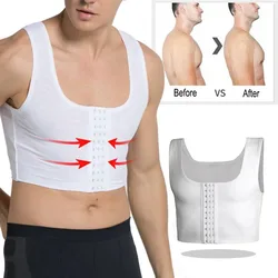 Men Chest Binder Gynecomastia Compression Vest for Post Surgery Breathable Buckle Underwear Tank Top Breast Reduction Shapewear