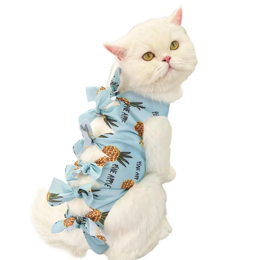 Pet Neuter Clothing Fruit Print Cat Suit Weaning Sterilization Jumpsuit for Small Dogs Anti-lick Recovery