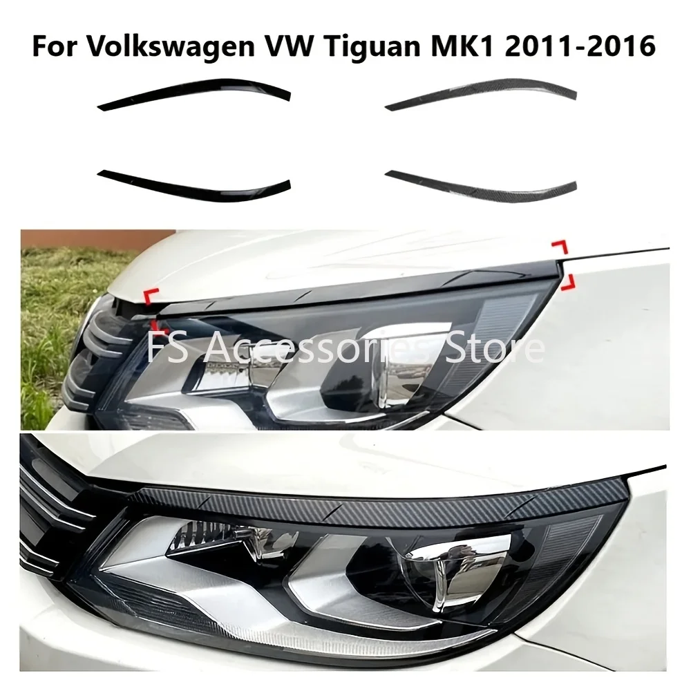Car Front Headlight Eyebrows For Volkswagen Tiguan MK1 2011-2016 Eyelids Cover Trim Parts Auto Body Kits Car Accessories